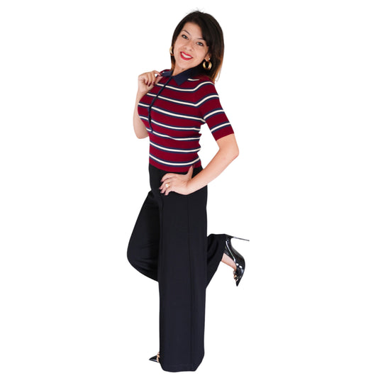 Imogen Rib Stripe Fitted Polo by 525 America