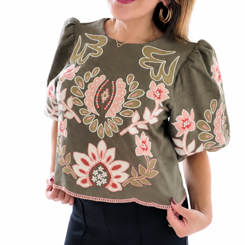 The Heirloom Garden Suede Top by THML