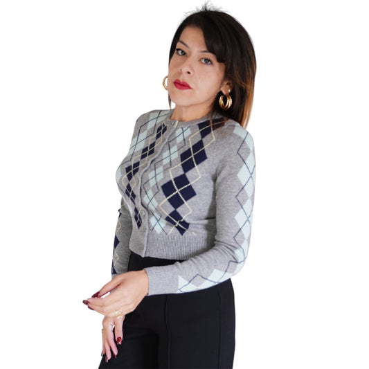 Serena Intarsia Argyle Cardigan by 525 America
