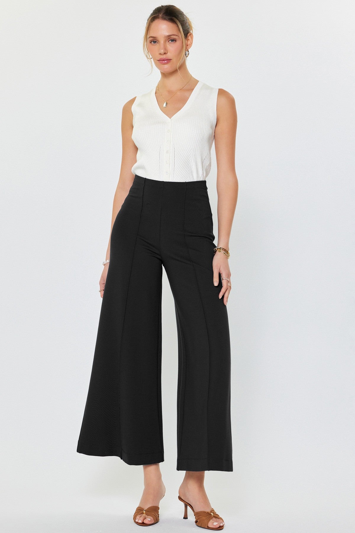 The Libby Pintuck Ponte Pants in Black