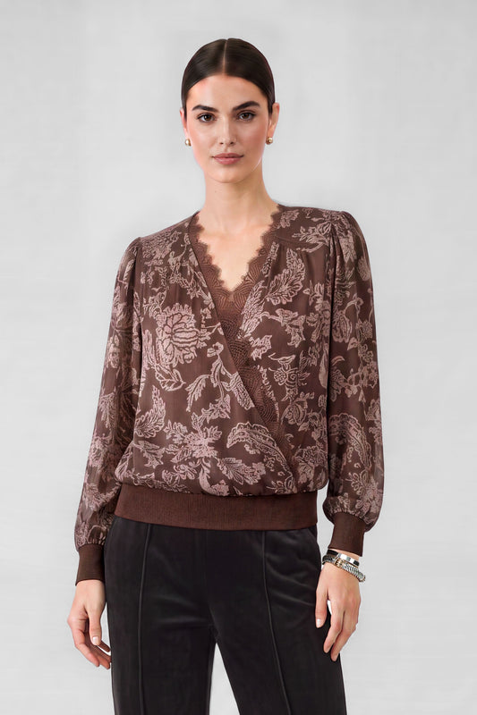 The Juliette Floral Blouse in Brown/Pink