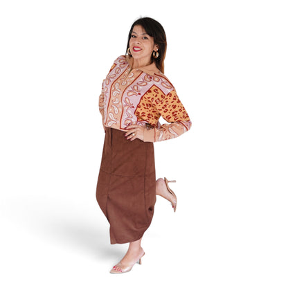 Margot Bandana Leopard Pullover in Pink/ Mocha