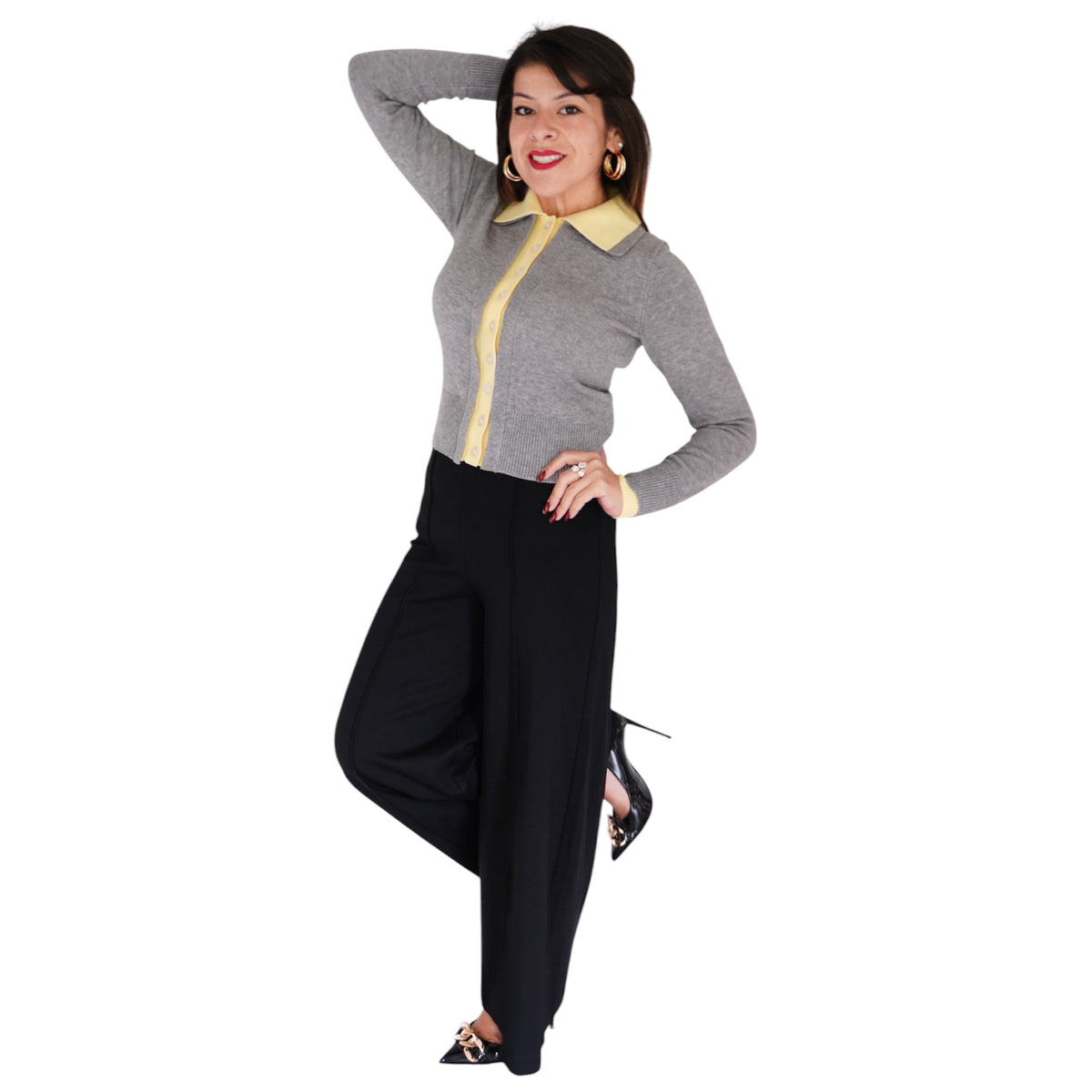 Priscilla Double Layer Polo Cardigan by 525 America