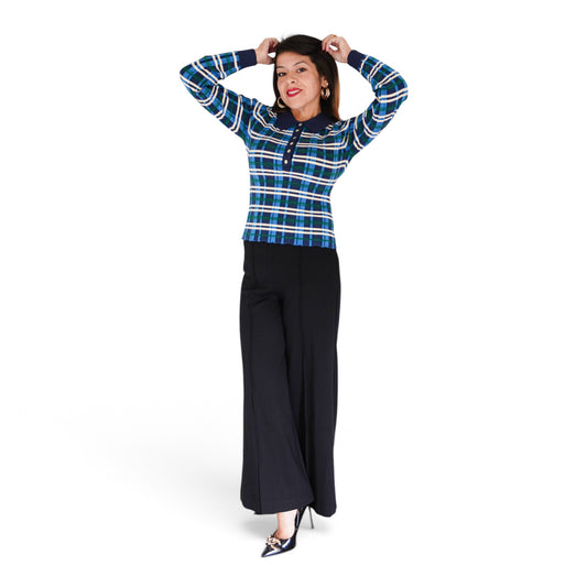 Sienna Plaid Rib Polo Top by 525 America
