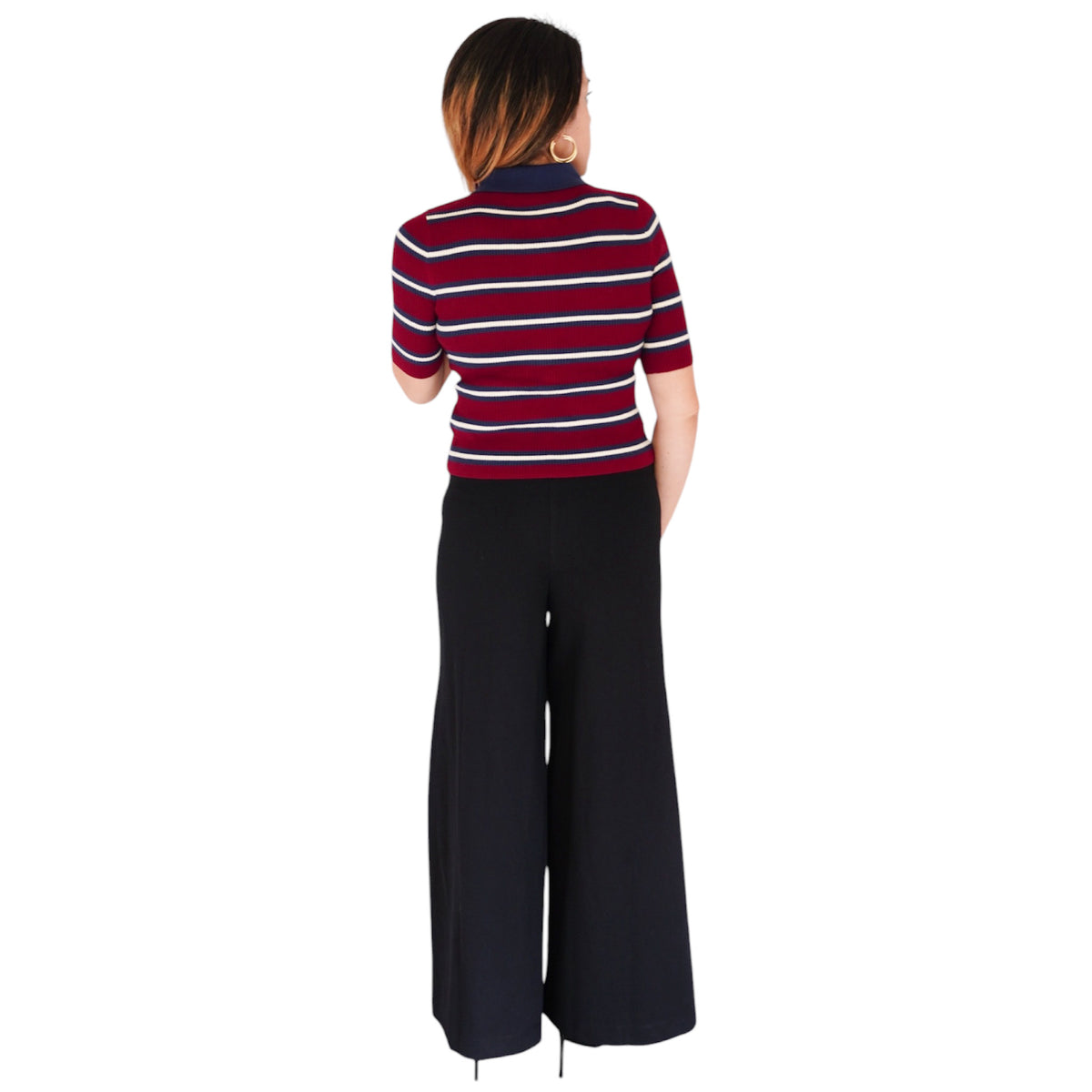 Imogen Rib Stripe Fitted Polo by 525 America