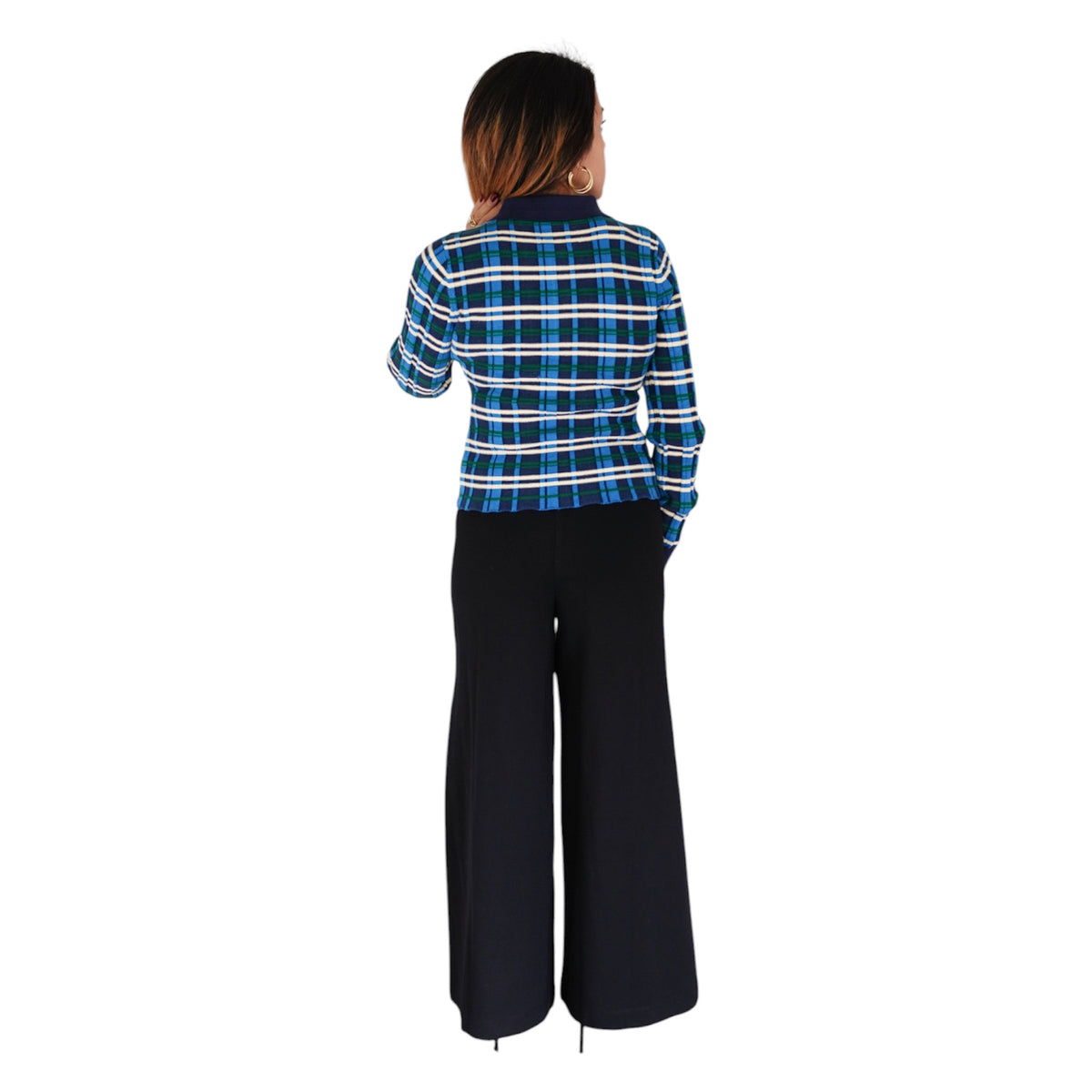 Sienna Plaid Rib Polo Top by 525 America