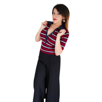 Imogen Rib Stripe Fitted Polo by 525 America