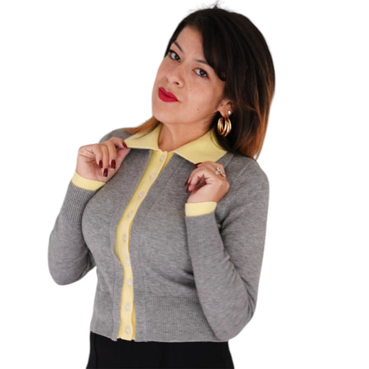 Priscilla Double Layer Polo Cardigan by 525 America