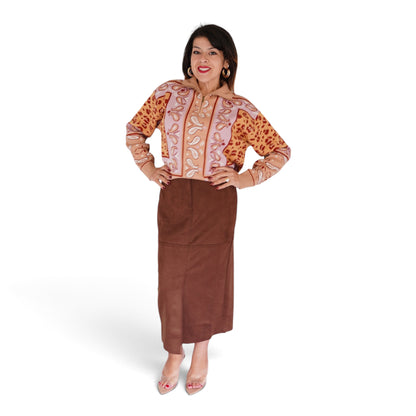 Margot Bandana Leopard Pullover in Pink/ Mocha