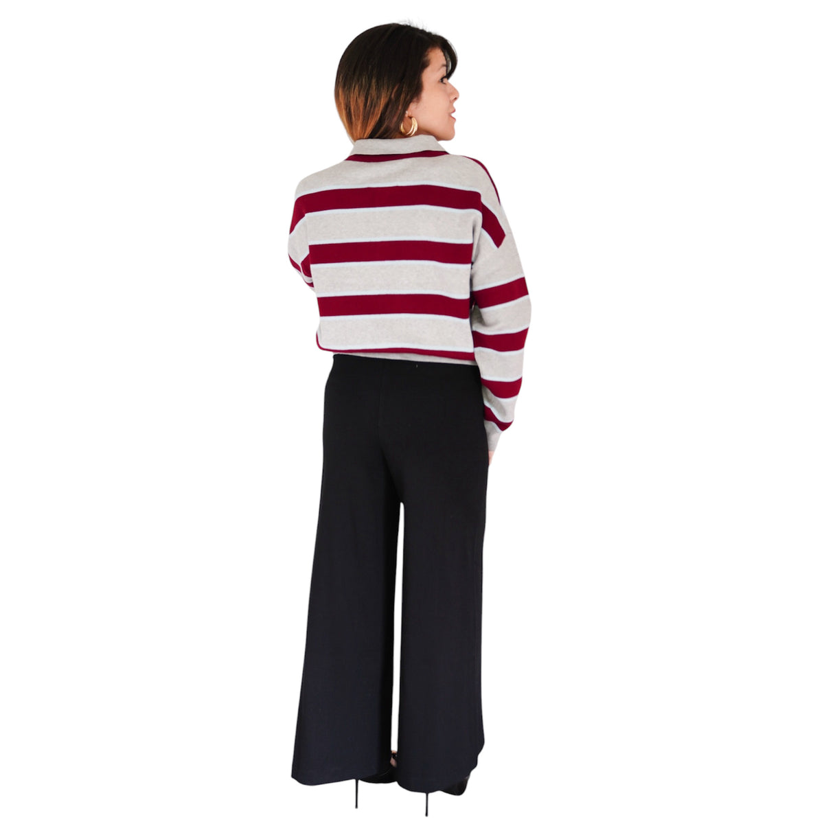 Vera Double Johnny Collar Rugby Stripe Pullover by 525 America
