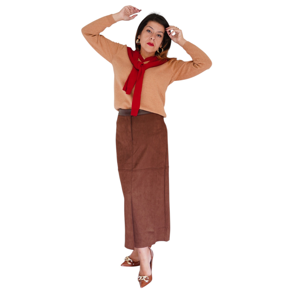 Cerise: Cotton Shawl V- Neck Pullover by 525 America