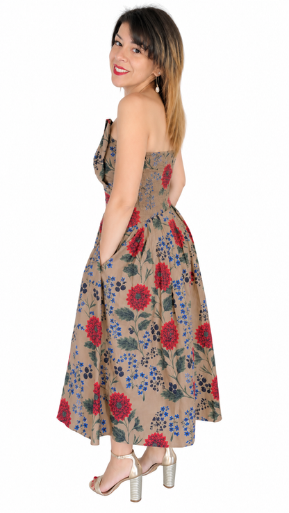 Beatrice Midi Dress in Camel