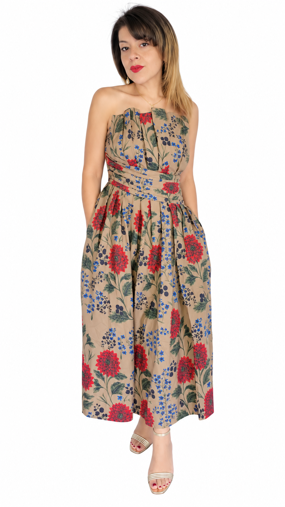 Beatrice Midi Dress in Camel