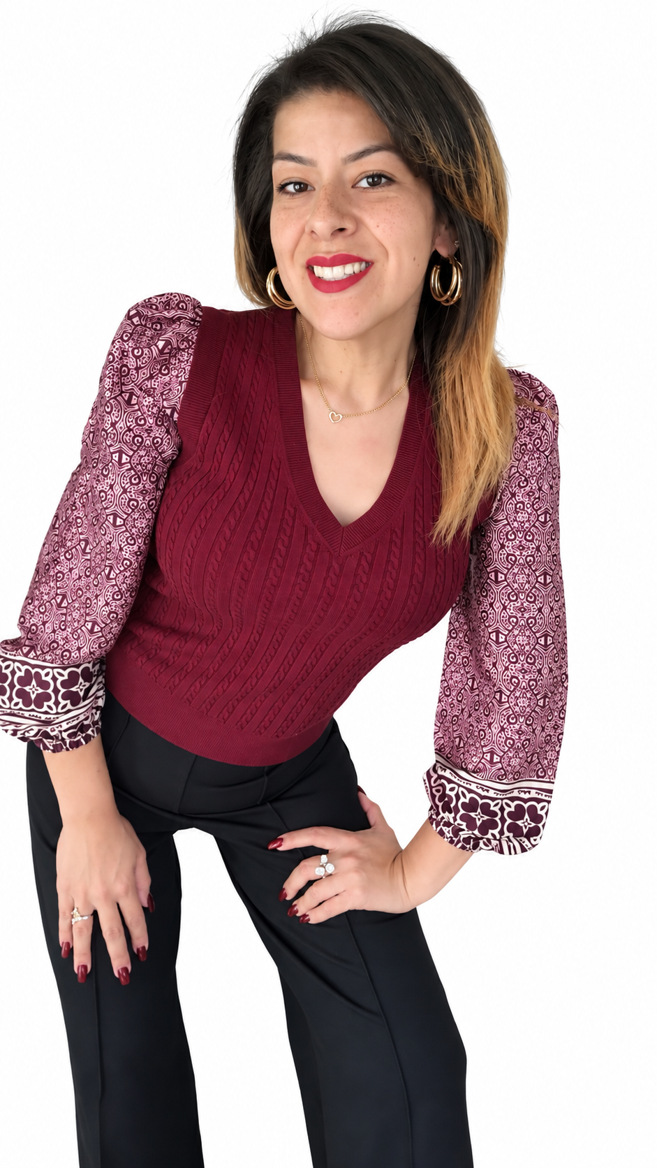 The Tessa Statement Sleeve Sweater in Purple