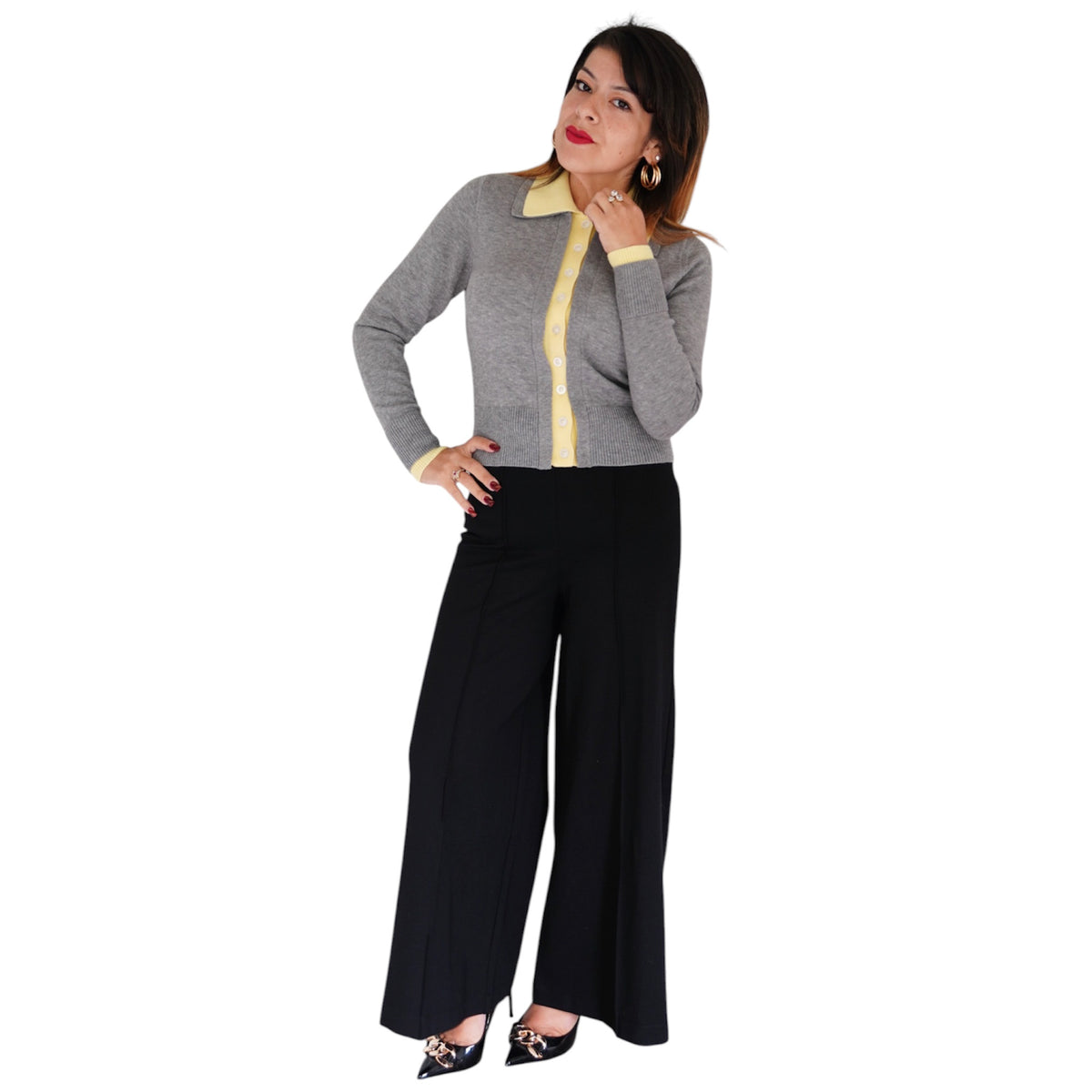 Priscilla Double Layer Polo Cardigan by 525 America