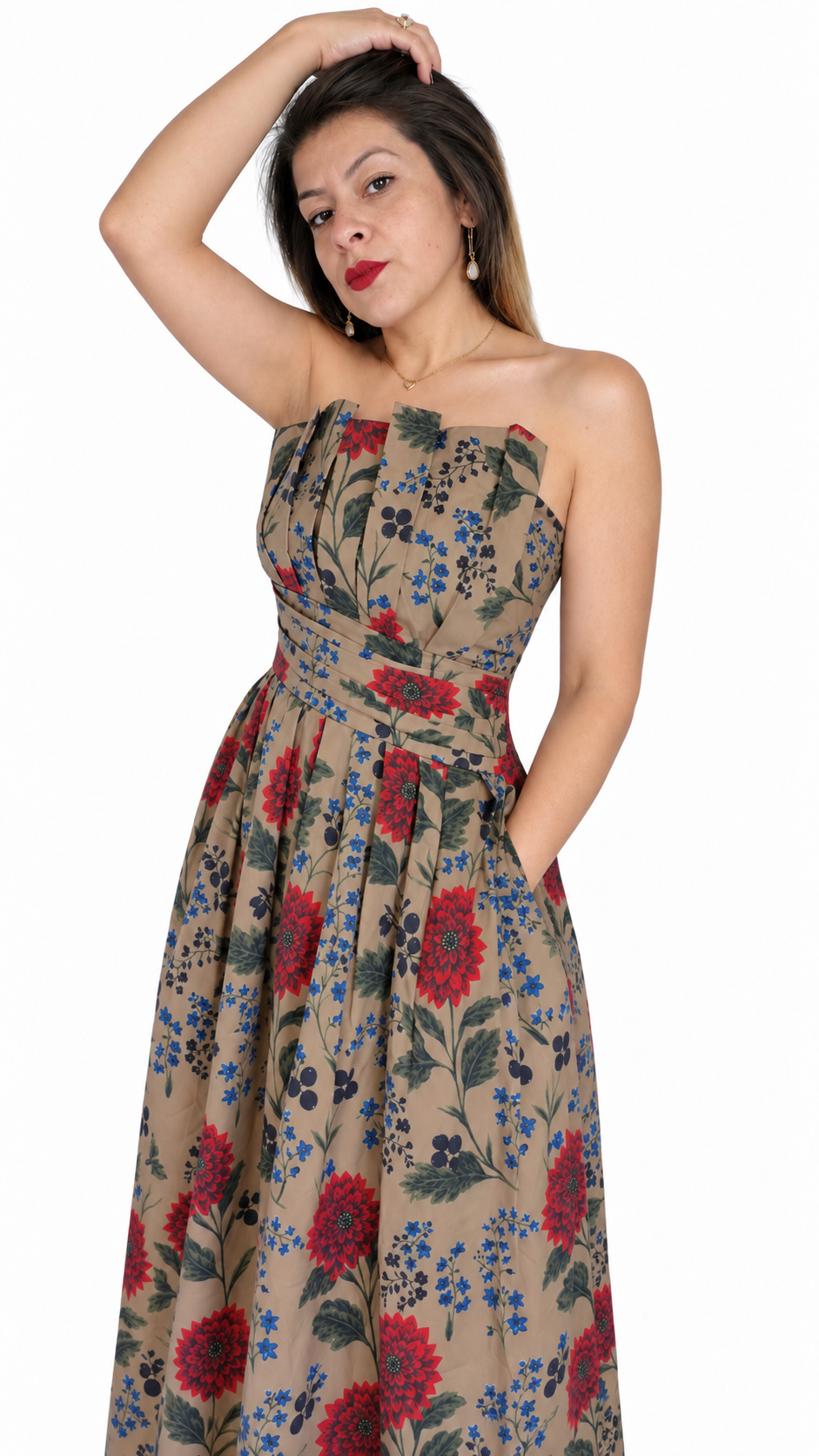 Beatrice Midi Dress in Camel