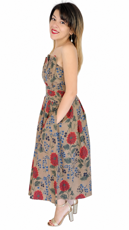 Beatrice Midi Dress in Camel
