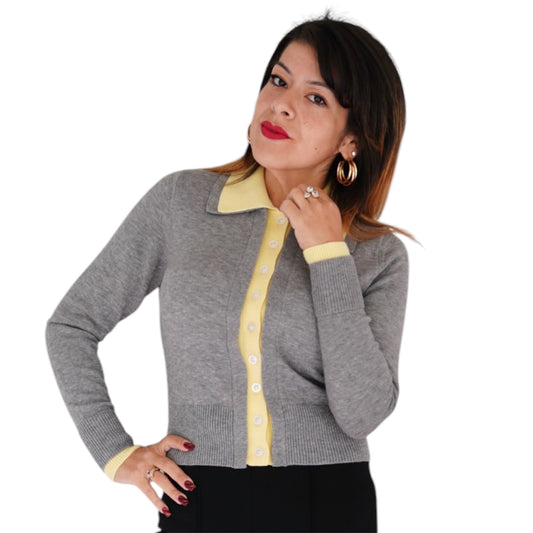 Priscilla Double Layer Polo Cardigan by 525 America