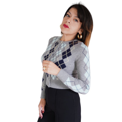 Serena Intarsia Argyle Cardigan by 525 America