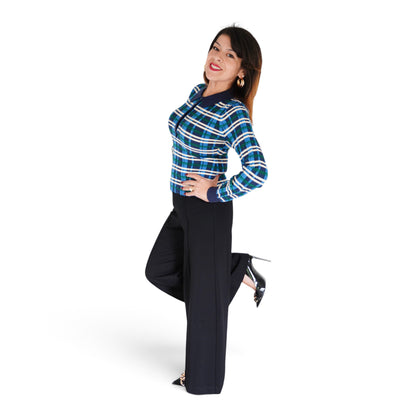 Sienna Plaid Rib Polo Top by 525 America