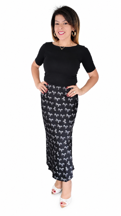 Belmont Equestrian Midi Skirt in Black by THML