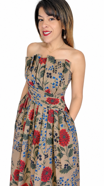 Beatrice Midi Dress in Camel