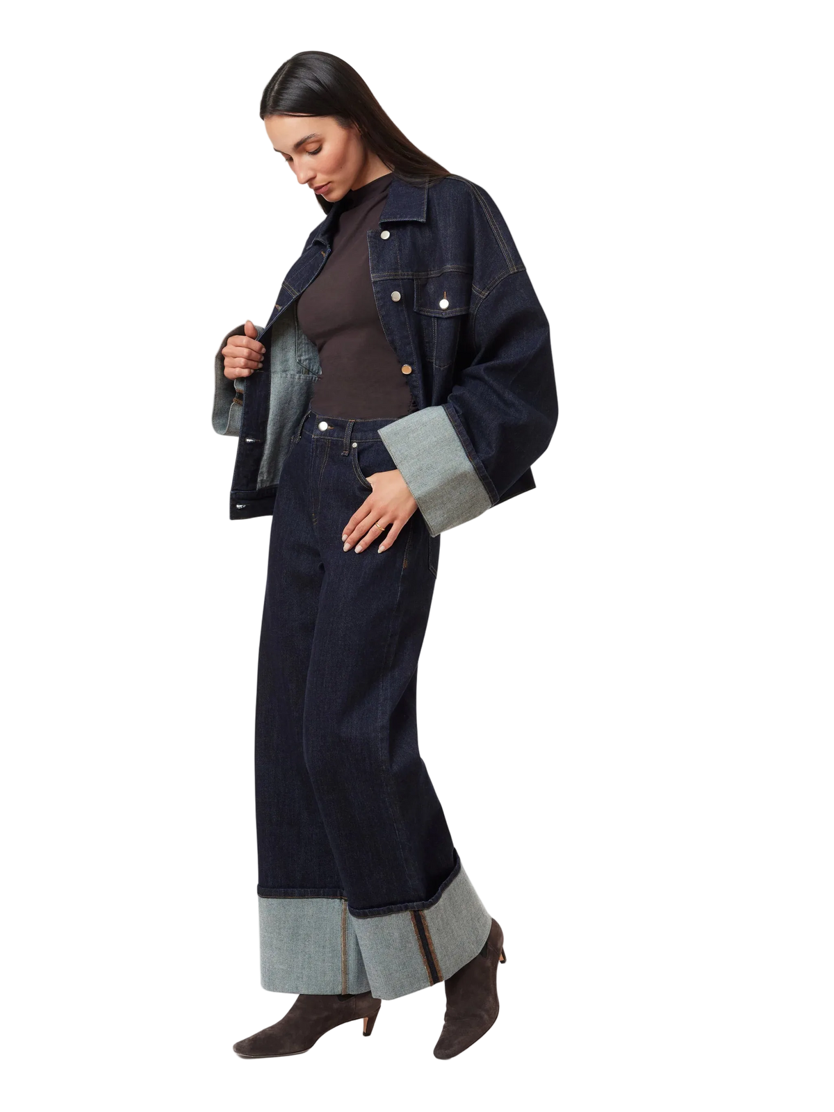 Camryn Cuffed Straight Crop Jeans by HABITUAL