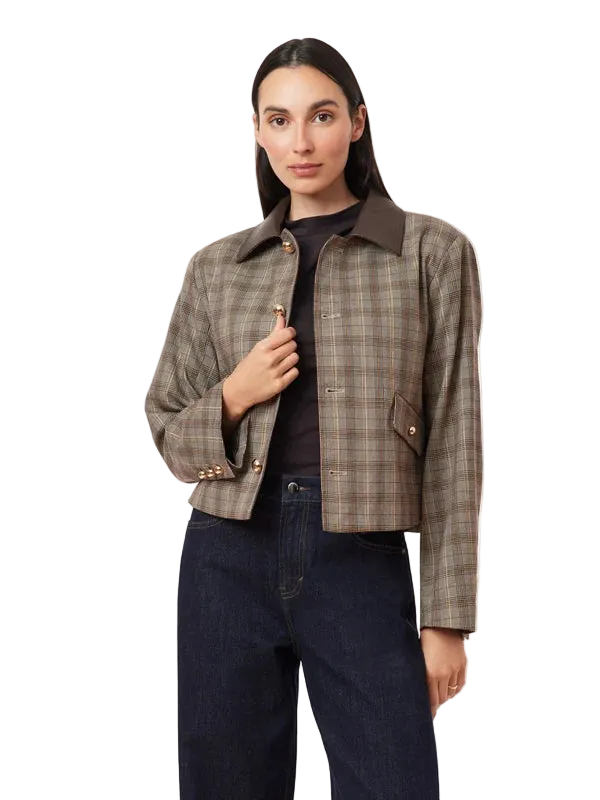 Houndstooth Check Swing Jacket by HABITUAL