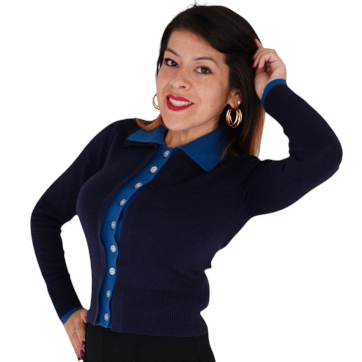 Priscilla Double Layer Polo Cardigan by 525 America