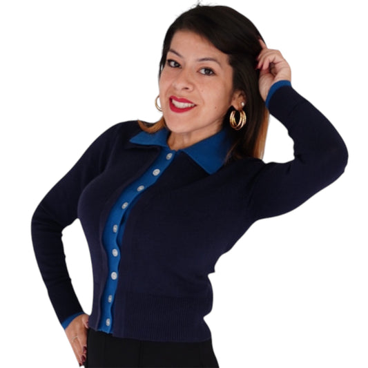 Priscilla Double Layer Polo Cardigan by 525 America