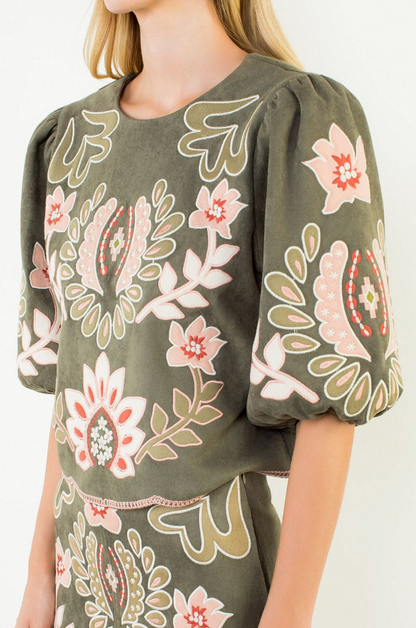 The Heirloom Garden Suede Top by THML