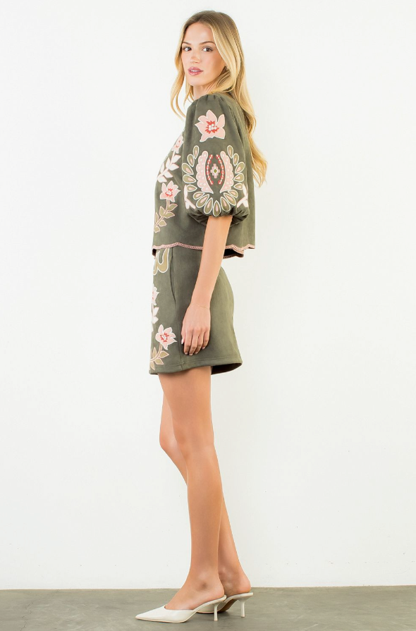 The Heirloom Garden Suede Top by THML