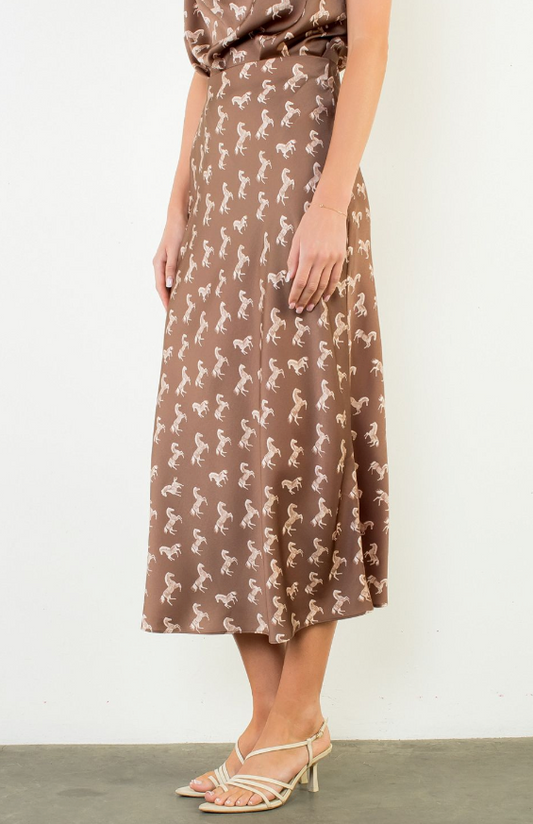 Belmont Equestrian Midi Skirt in Brown by THML