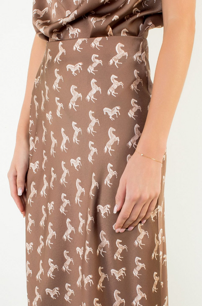Belmont Equestrian Midi Skirt in Brown by THML