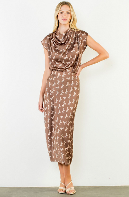 Belmont Equestrian Midi Skirt in Brown by THML
