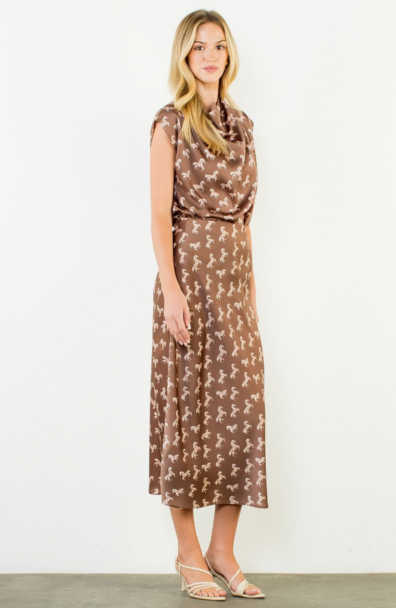 Belmont Equestrian Midi Skirt in Brown by THML