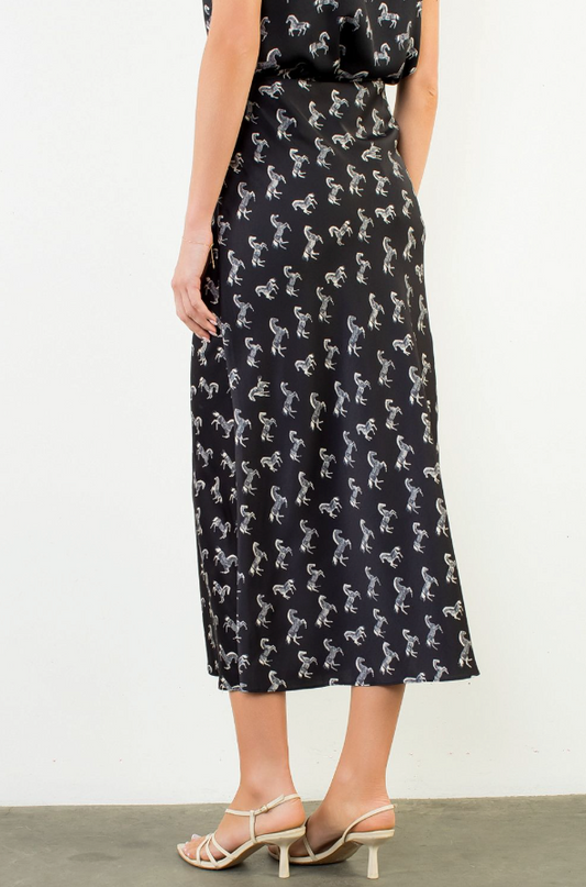 Belmont Equestrian Midi Skirt in Black by THML