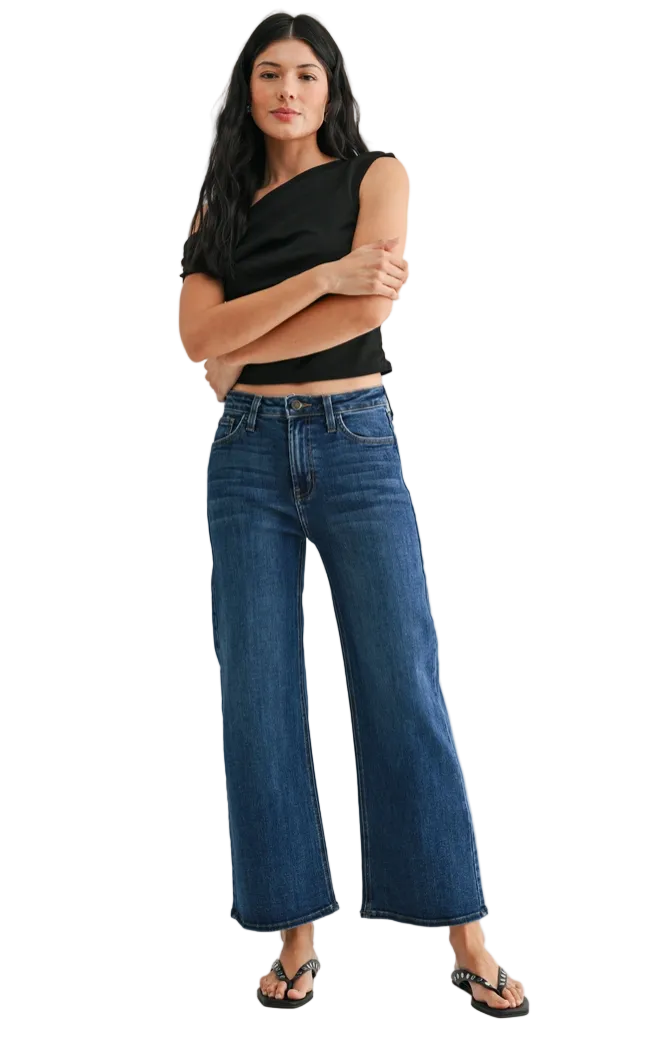 The Classic Slim Wide Leg - Dark Denim