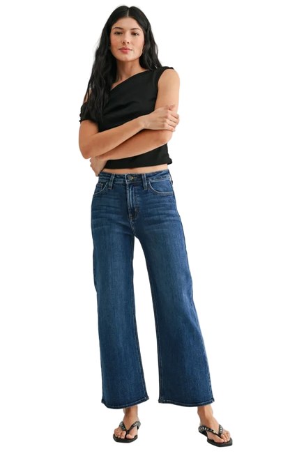 The Classic Slim Wide Leg - Dark Denim