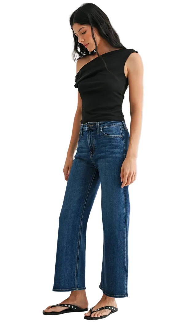 The Classic Slim Wide Leg - Dark Denim