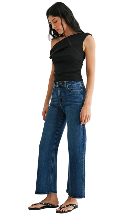 The Classic Slim Wide Leg - Dark Denim